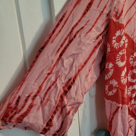 AnthropologieBI-nk London Lia Shibori Kimono Pink Tie Dye - Picture 6 of 9